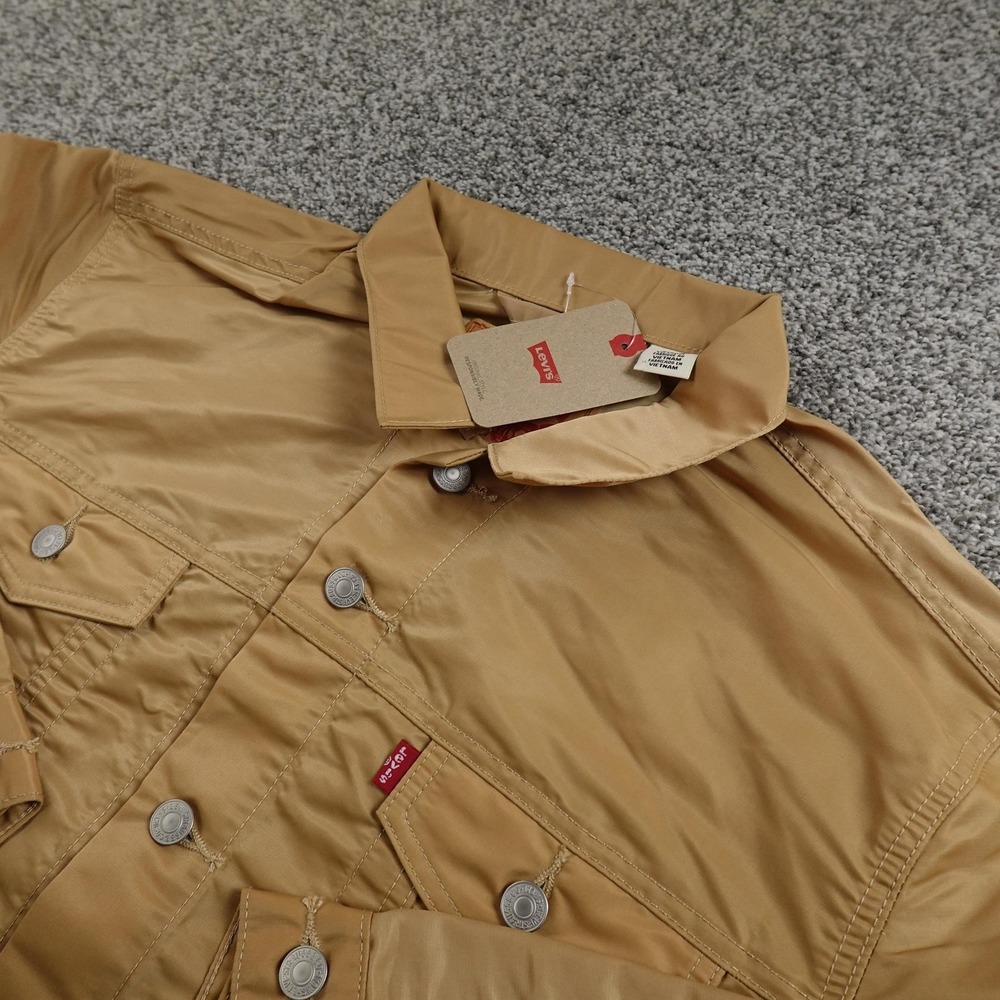 NEW Levis Jacket Mens L Beige Brown Type 3‎ Trucker Windbreaker Bomber Coat Work